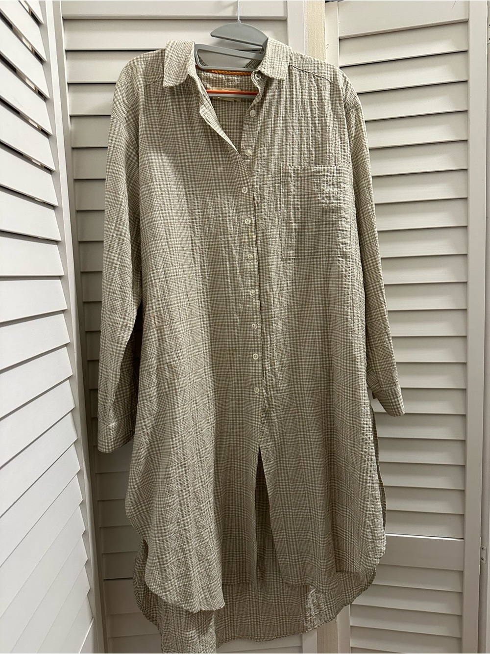 Maeve for Anthropologie Beige Plaid Casual Button-Down Shirt Dress
